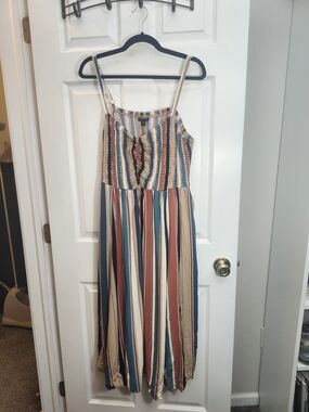 “Torrid striped smocked Midi/Maxi dress w multicolor boho strip, Torrid 3=Size 3